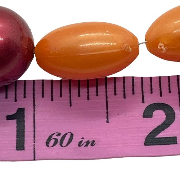 Necklace Orange Vintage Womens Acrylic Ceramic Funky Fun Clasp Beaded 24" - Picture 10 of 11